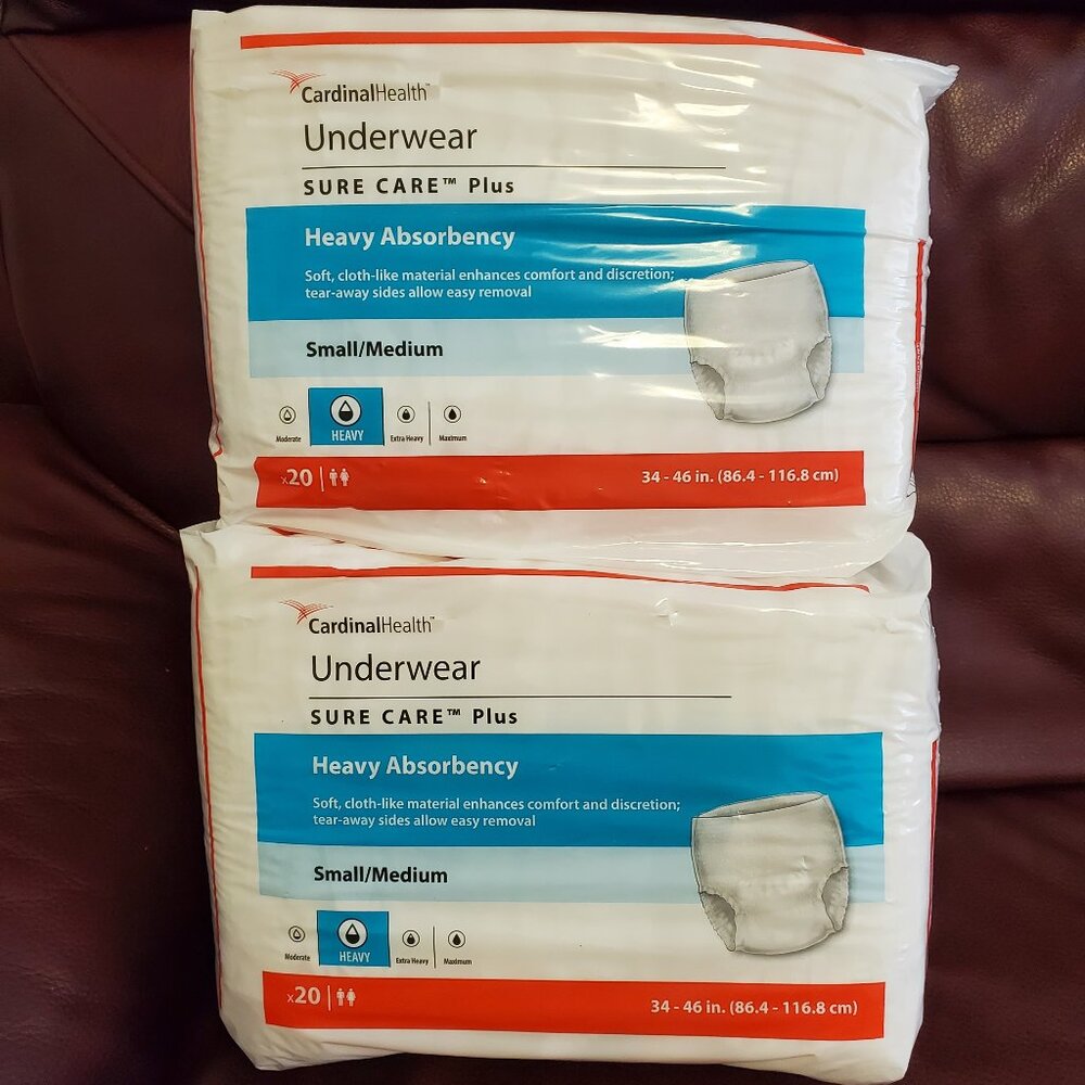 Cardinal Health Underwear Ultra Extra Heavy Absorbency 1 pack 20 x 2 bags S/M